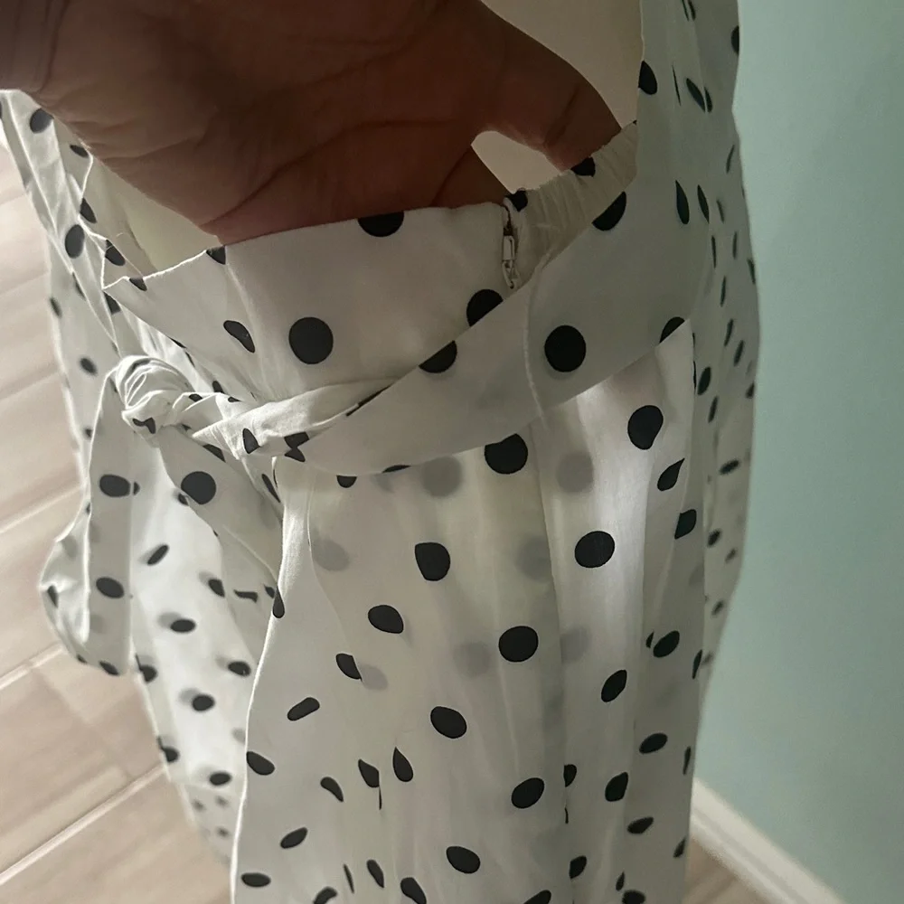 Talbots Black and White Polka Dot A-Line Skirt - Picture 6 of 8